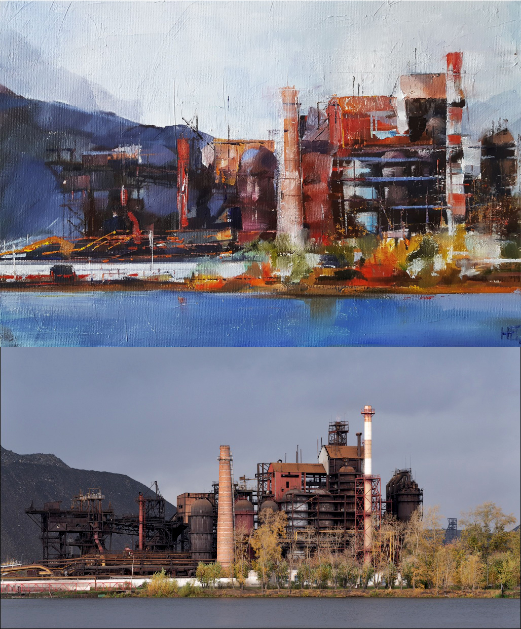 Nikolay Bazunov - Satka ironworks, olej na plátně, 2021